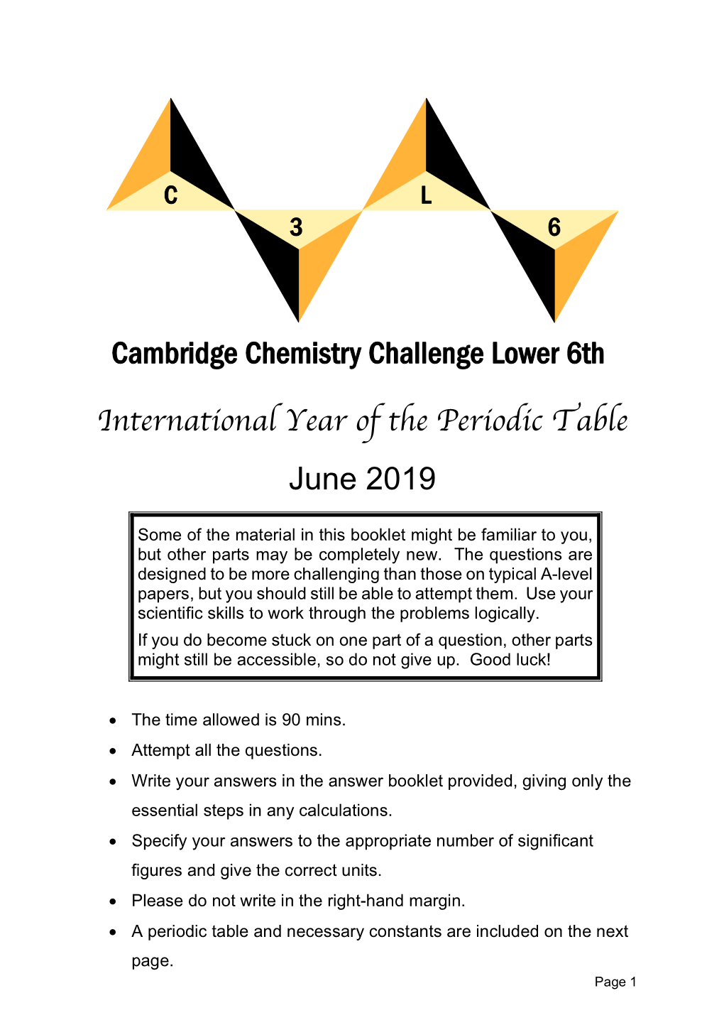 International Year of the Periodic Table June 2019