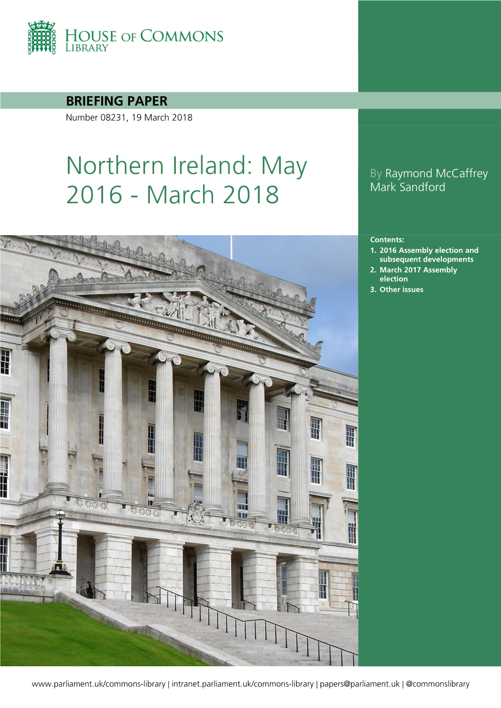 Northern Ireland: May 2016 - March 2018
