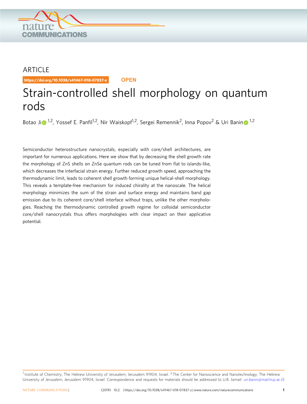 Strain-Controlled Shell Morphology on Quantum Rods