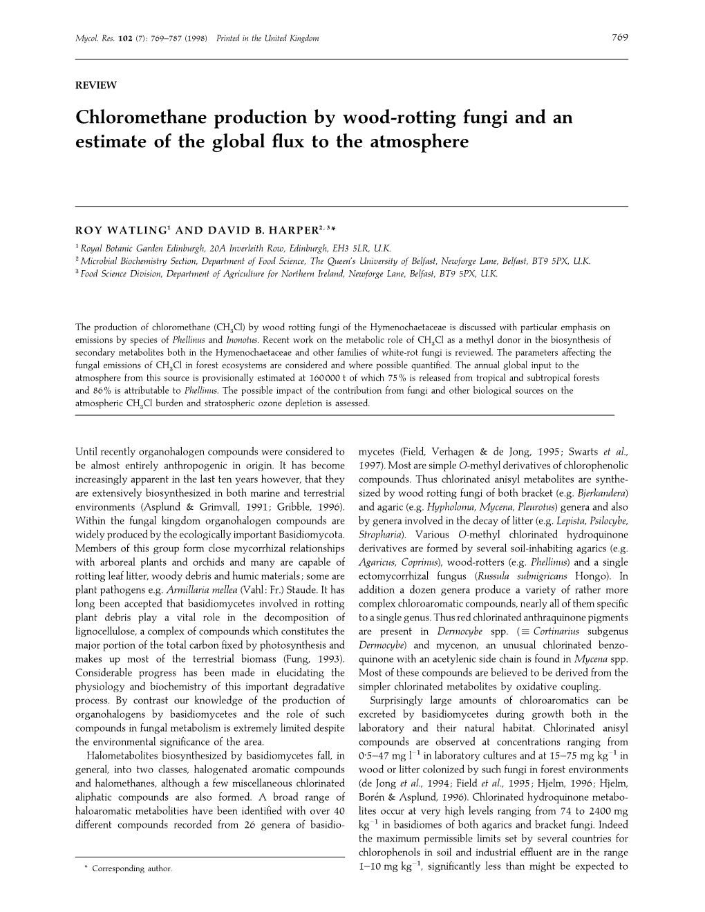 Chloromethane Production by Wood-Rotting Fungi and an Estimate of the Global Flux to the Atmosphere