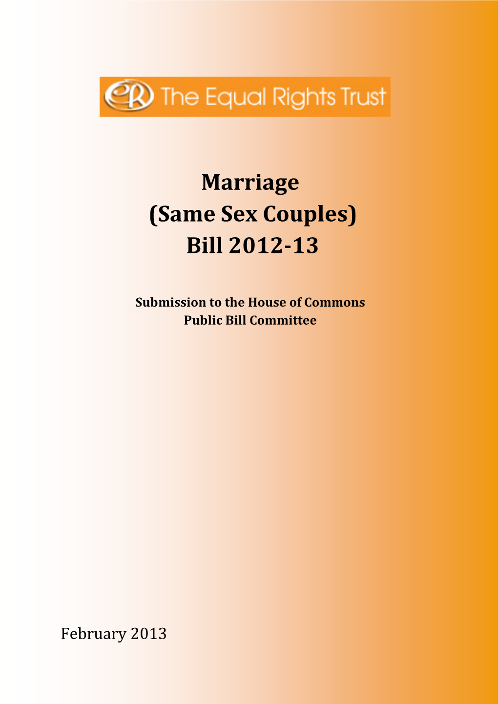 Marriage (Same Sex Couples) Bill 2012-13