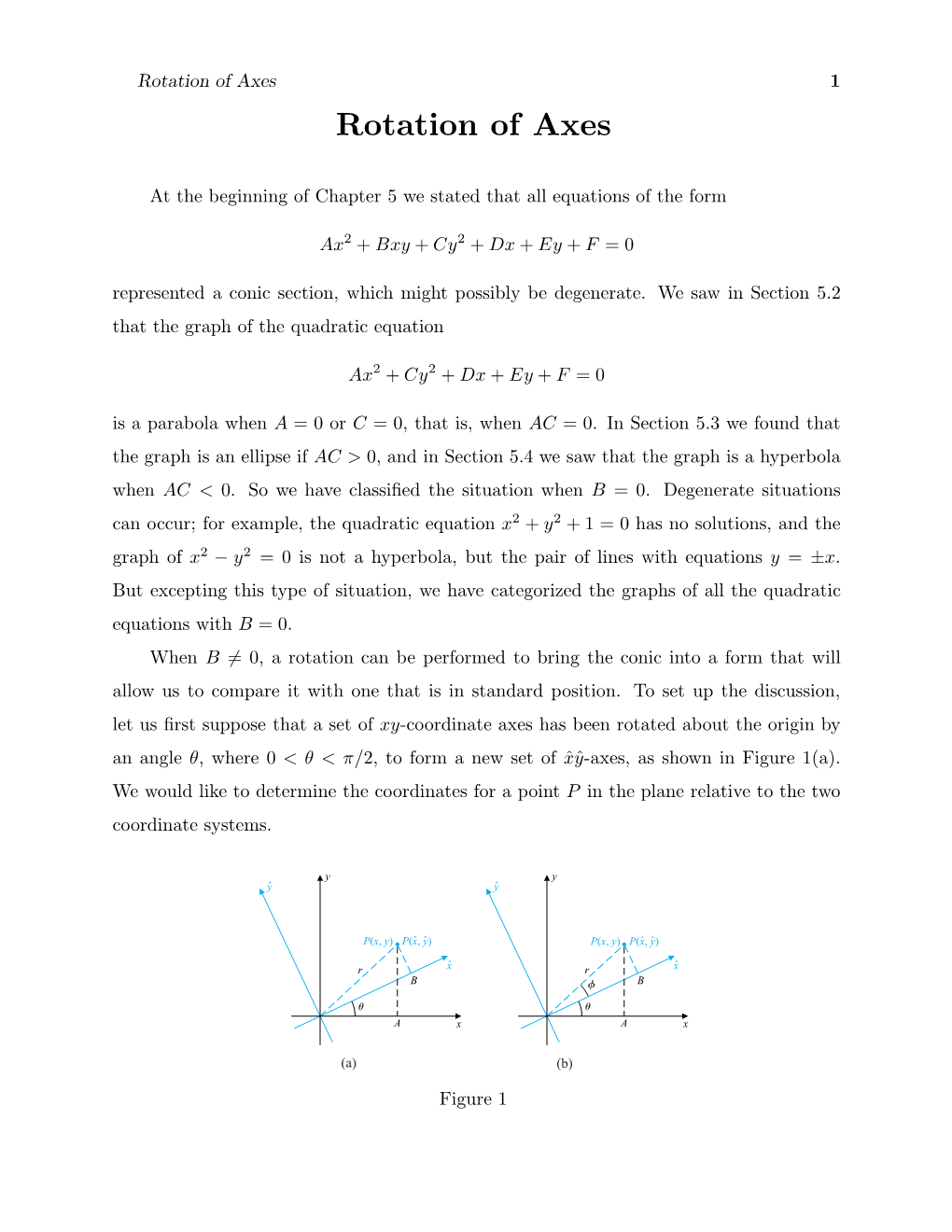 Rotation of Axes 1 Rotation of Axes