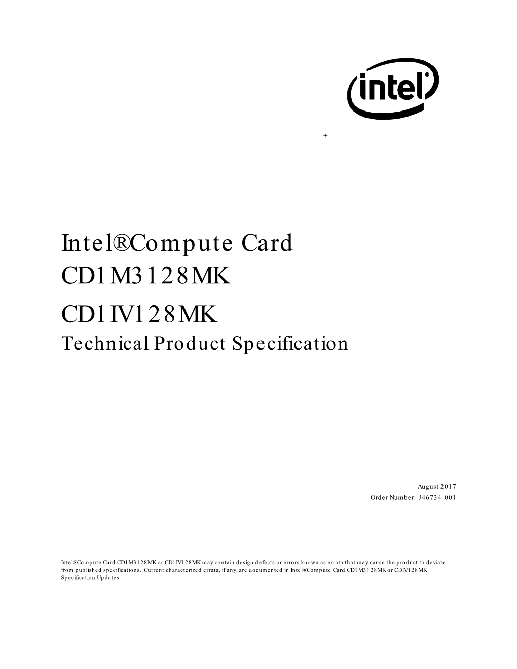 Intel® Compute Card CD1M3128MK CD1IV128MK Technical Product Specification