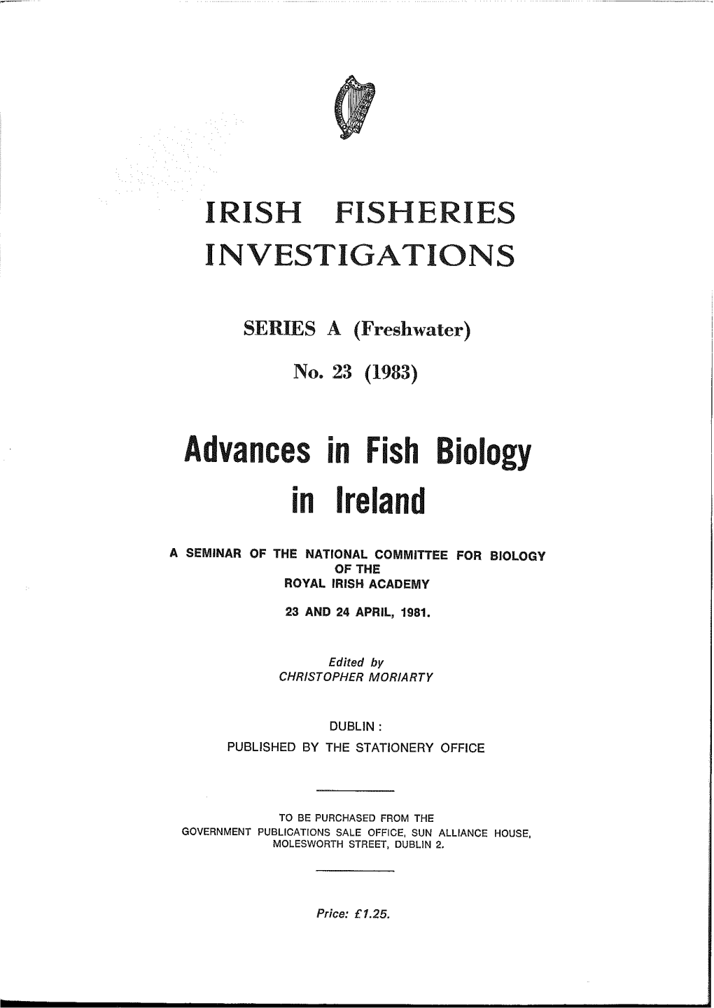 Advances in Fish Biology in Ireland