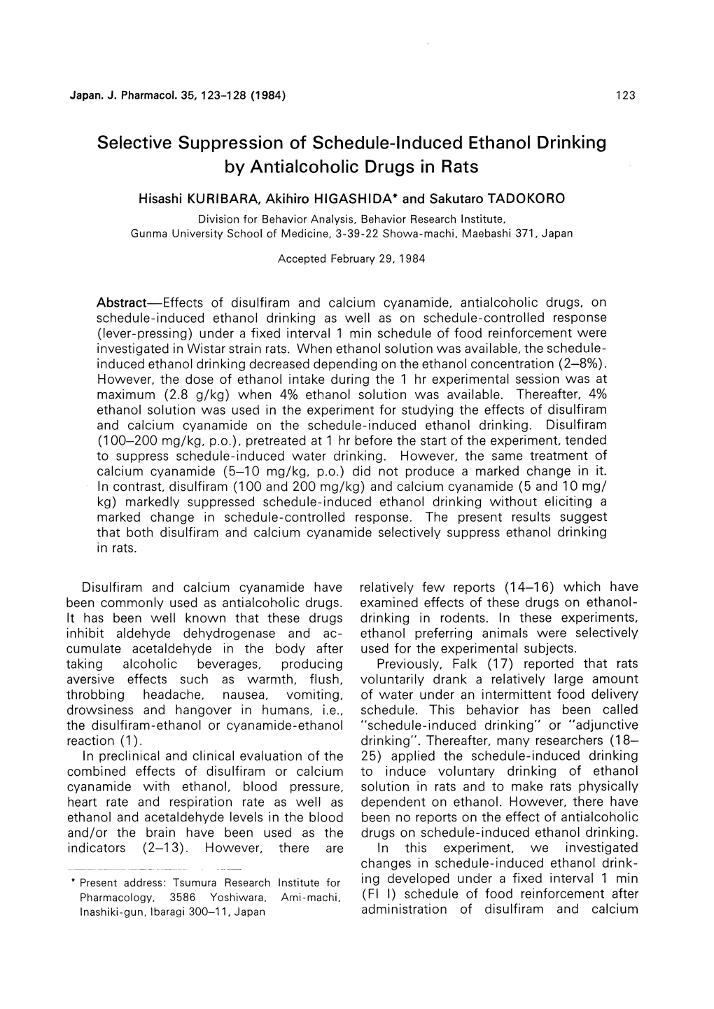 Selective Suppression of Schedule-Induced Ethanol Drinking by Antialcoholic Drugs in Rats