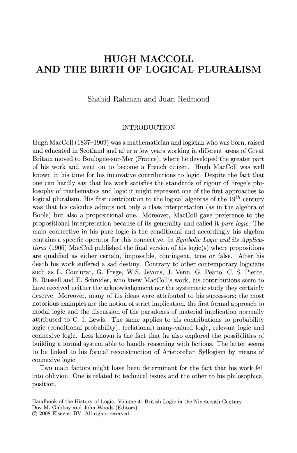 Hugh Maccoll and the Birth of Logical Pluralism