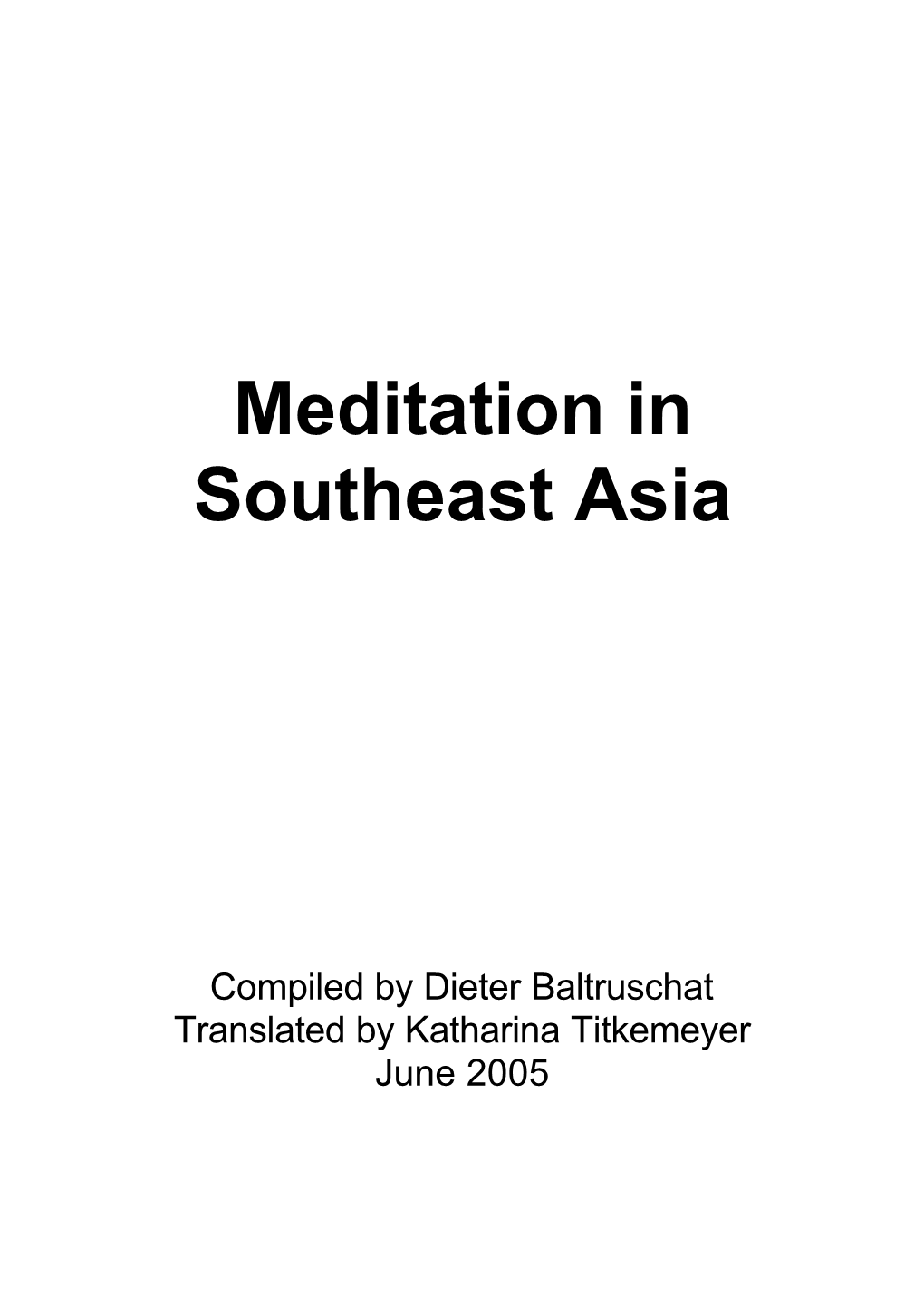 Meditation in Southeast Asia