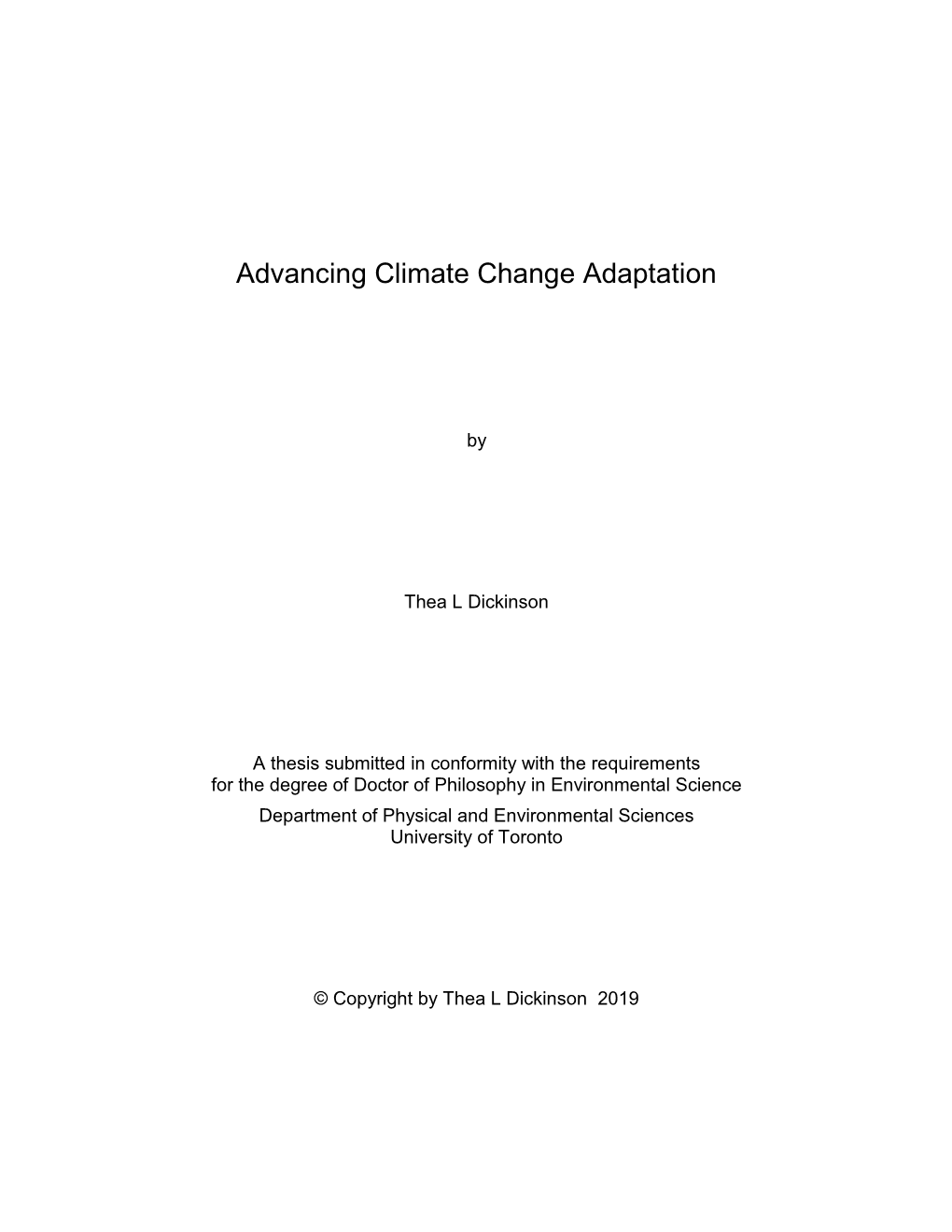 Advancing Climate Change Adaptation