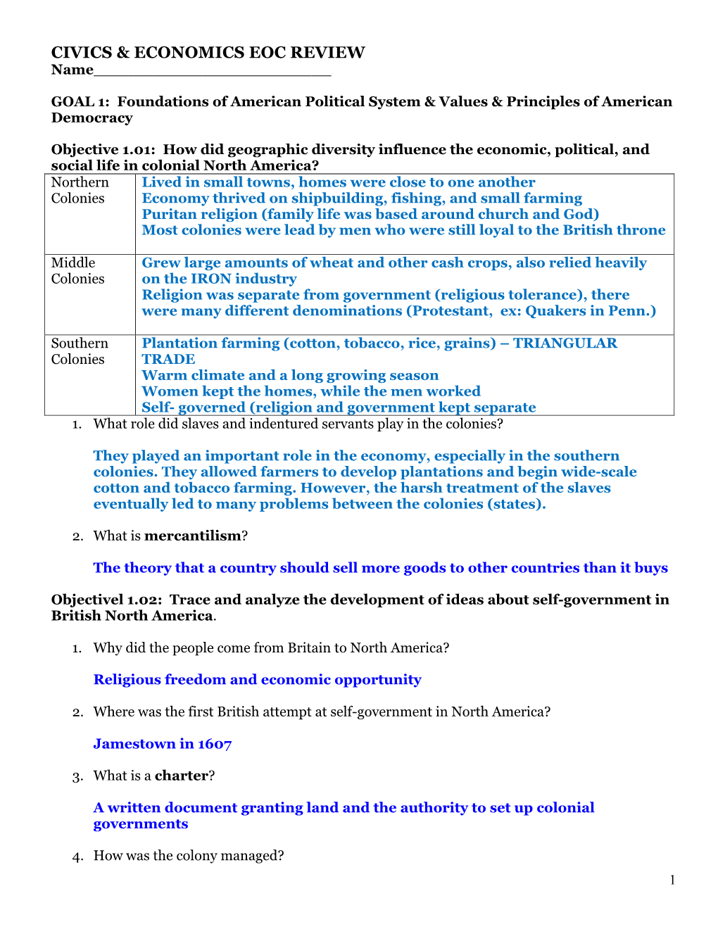 Civics & Economics Eoc Review