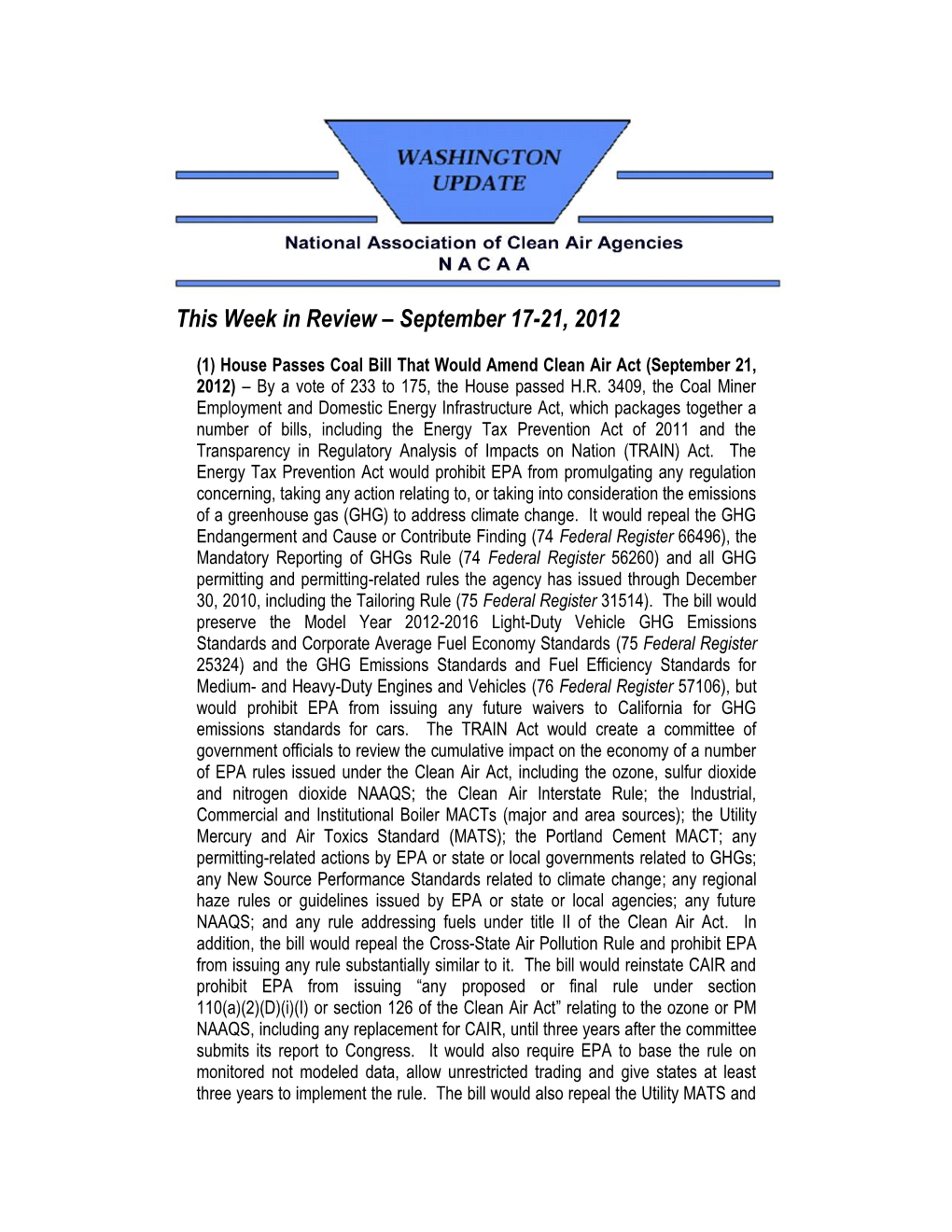 This Week in Review – September 17-21, 2012