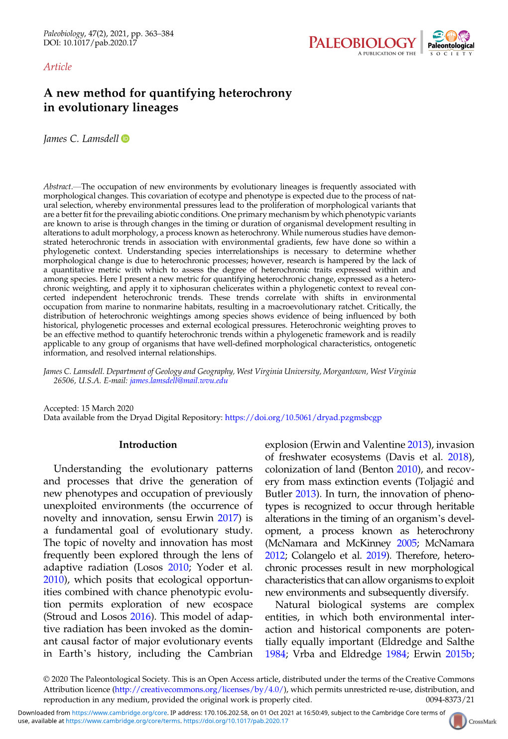 A New Method for Quantifying Heterochrony in Evolutionary Lineages