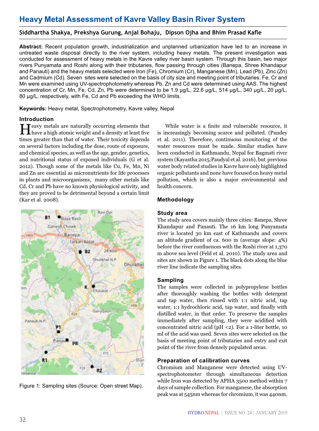 Heavy Metal Assessment of Kavre Valley Basin River System Siddhartha Shakya, Prekshya Gurung, Anjal Bohaju, Dipson Ojha and Bhim Prasad Kafle