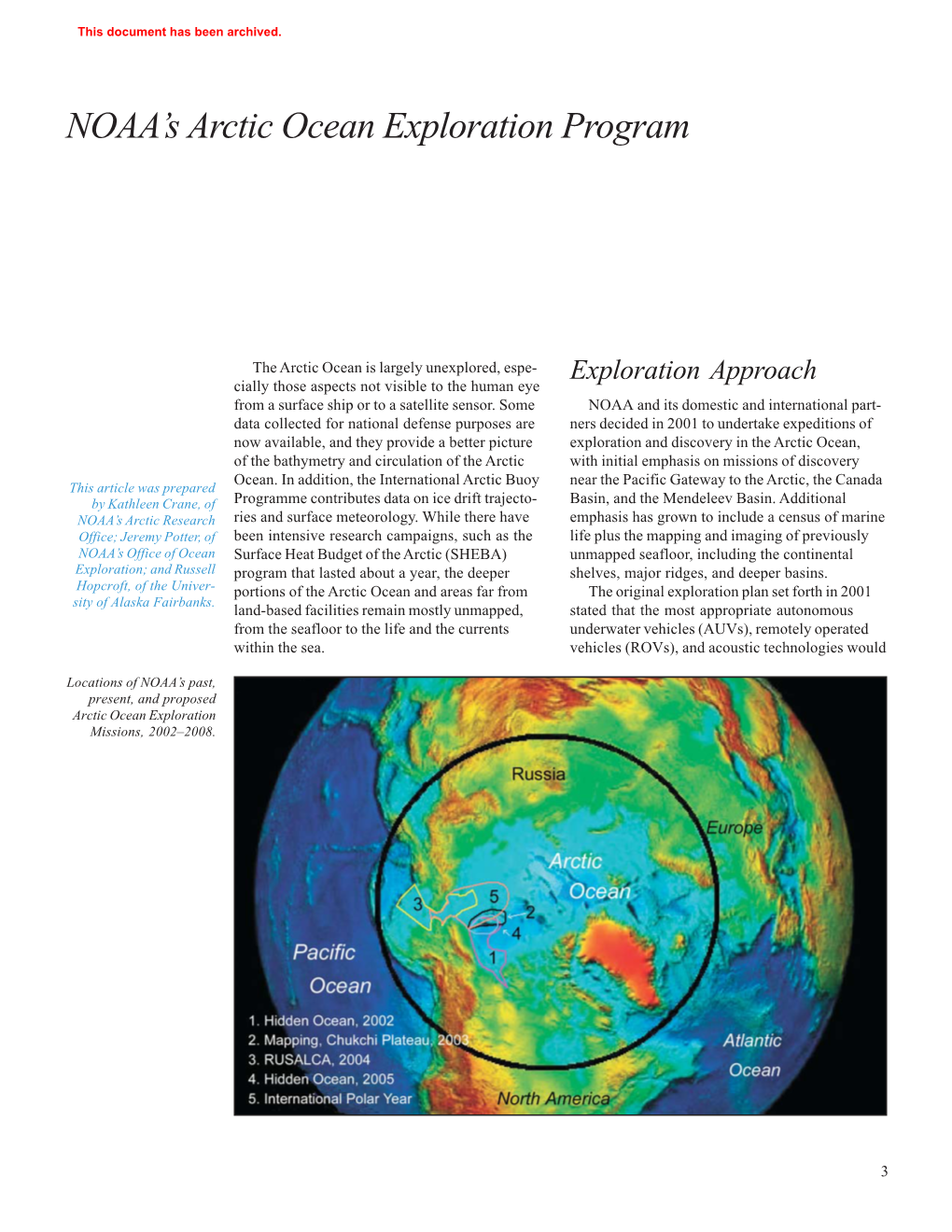 NOAA's Arctic Ocean Exploration Program