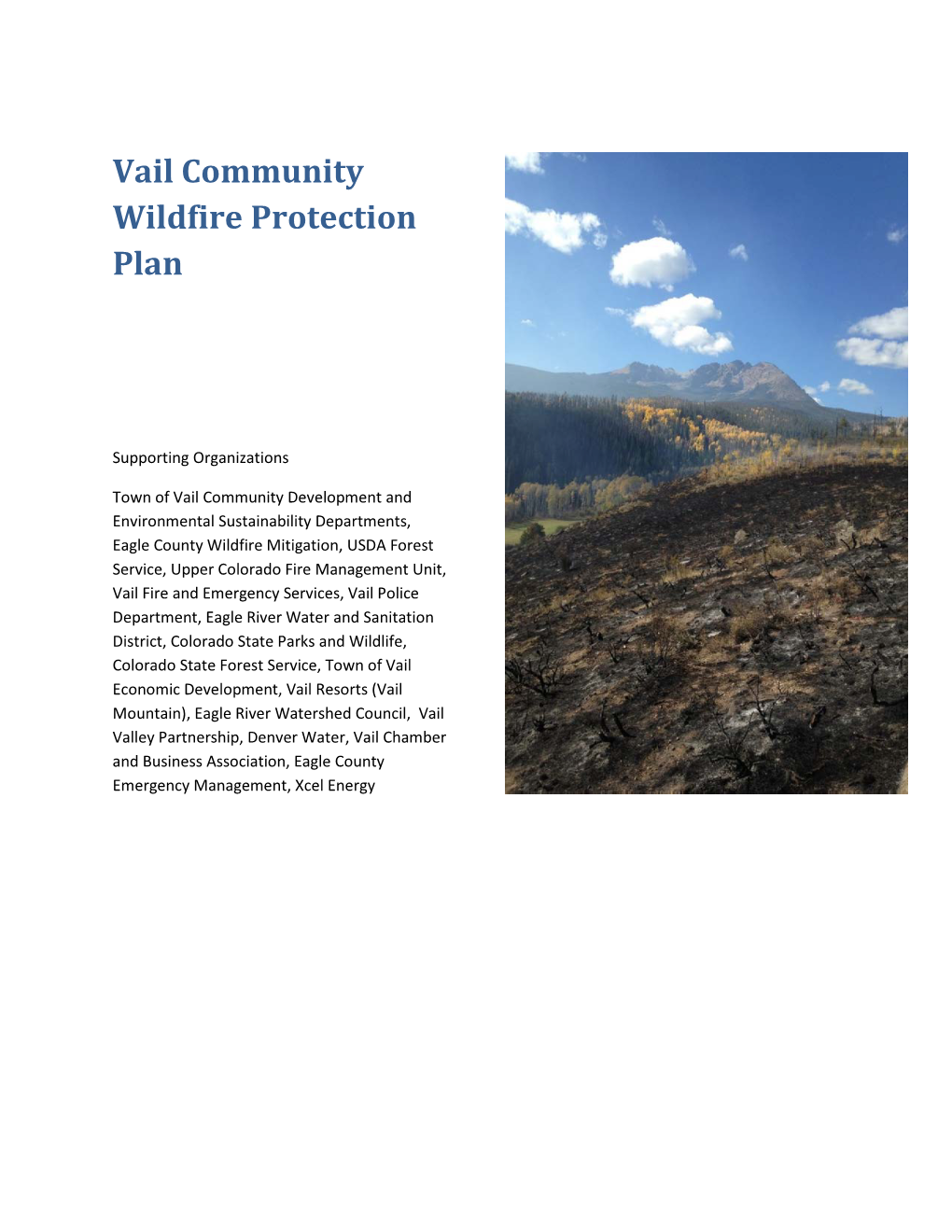 Vail Community Wildfire Protection Plan
