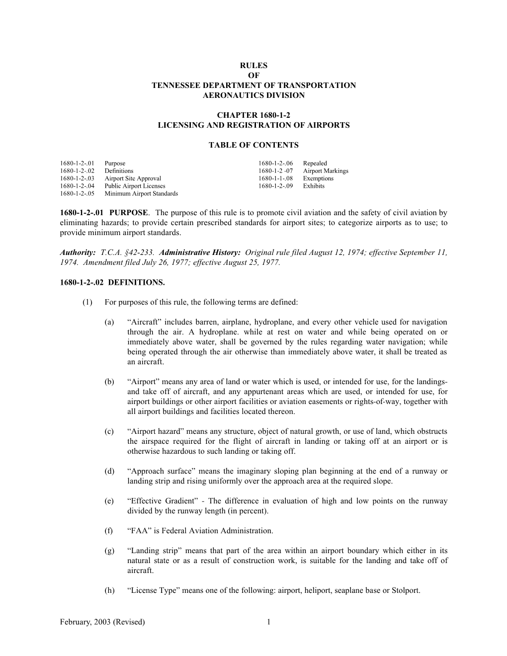 Licensing and Registration of Airports Rules