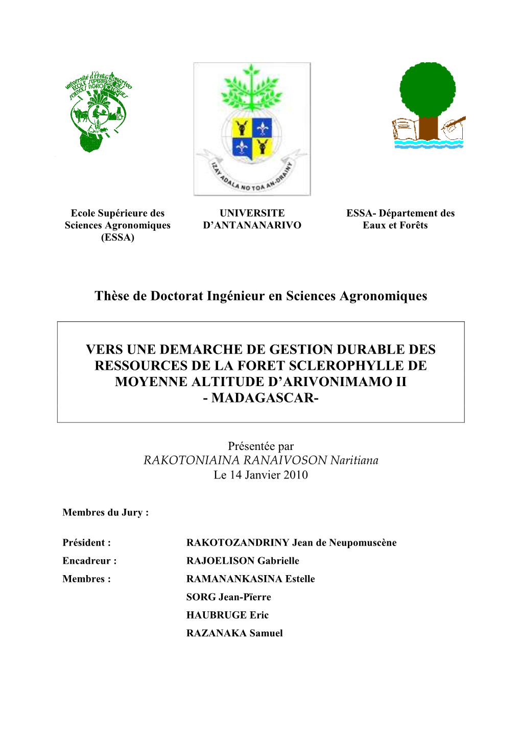 Thèse De Doctorat Ingénieur En Sciences Agronomiques VERS