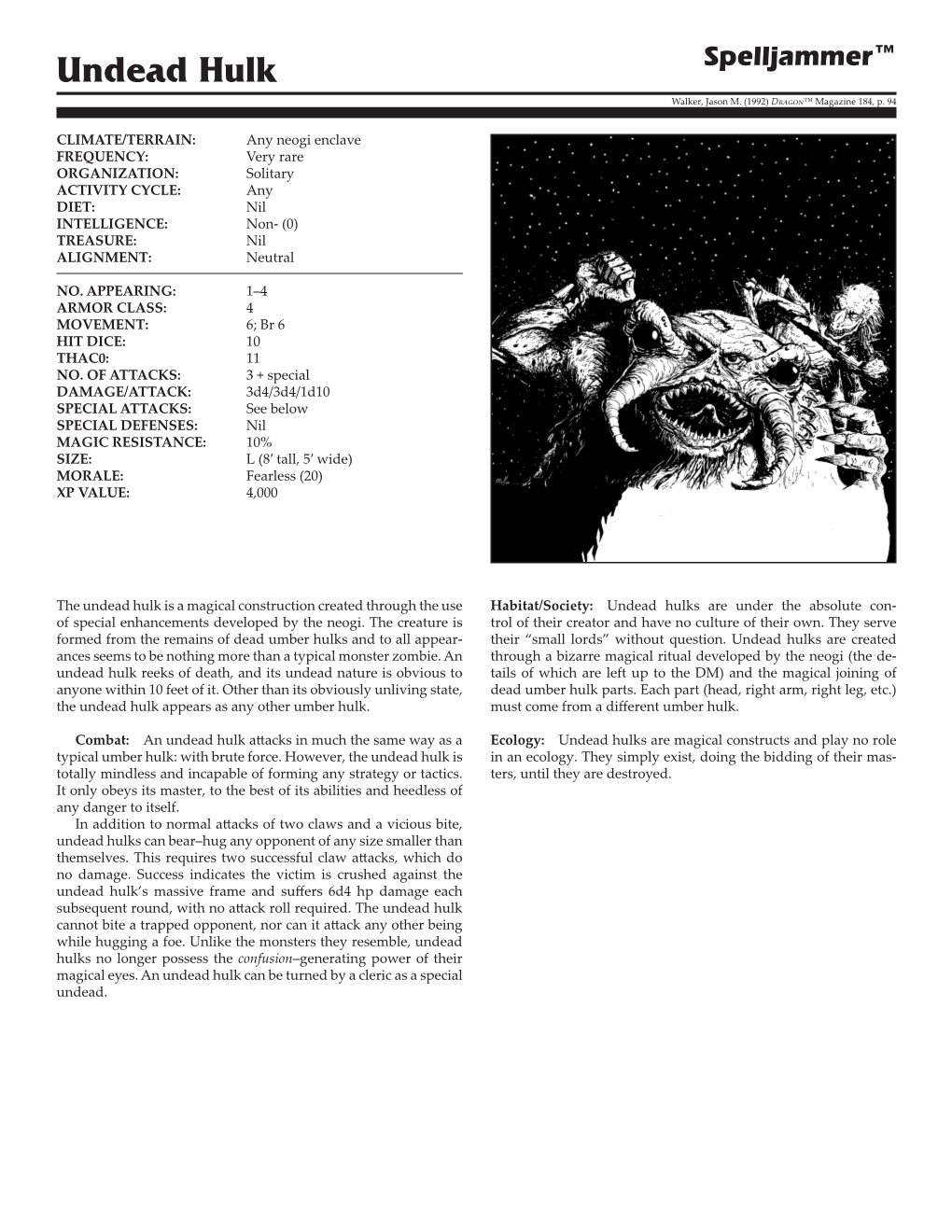 Undead Hulk Spelljammer™ Walker, Jason M