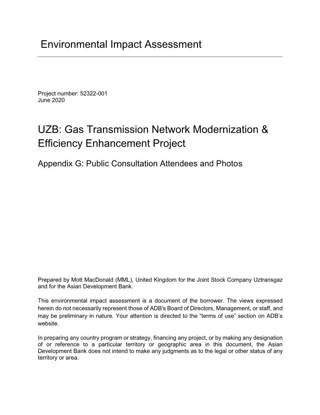 Environmental Impact Assessment UZB: Gas Transmission Network