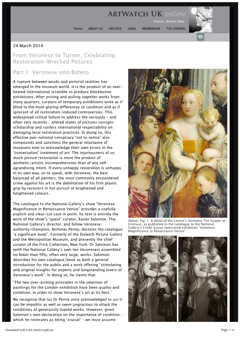 Part 1: Veronese Into Botero from Veronese to Turner