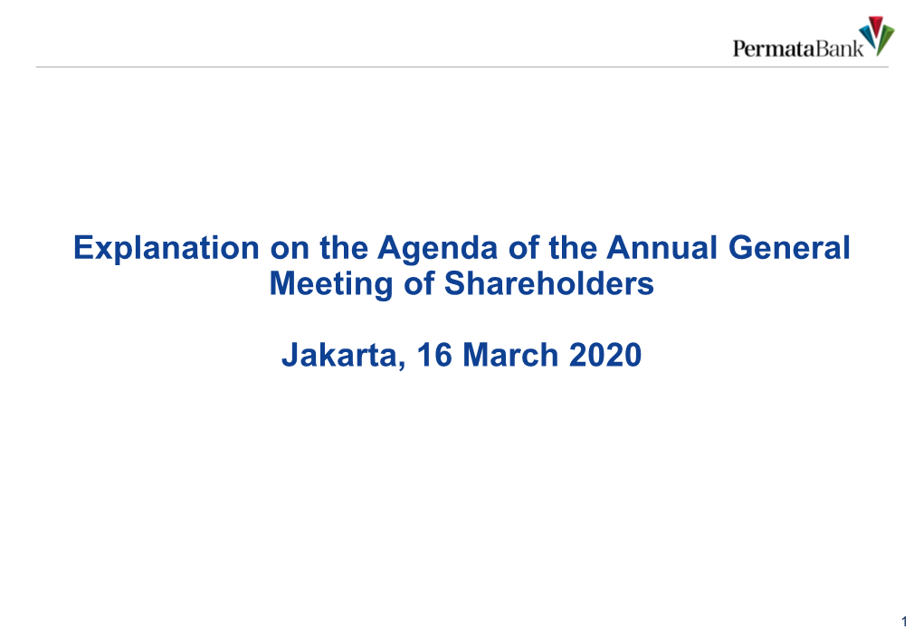 Explanation on the Agenda of the Annual General Meeting of Shareholders