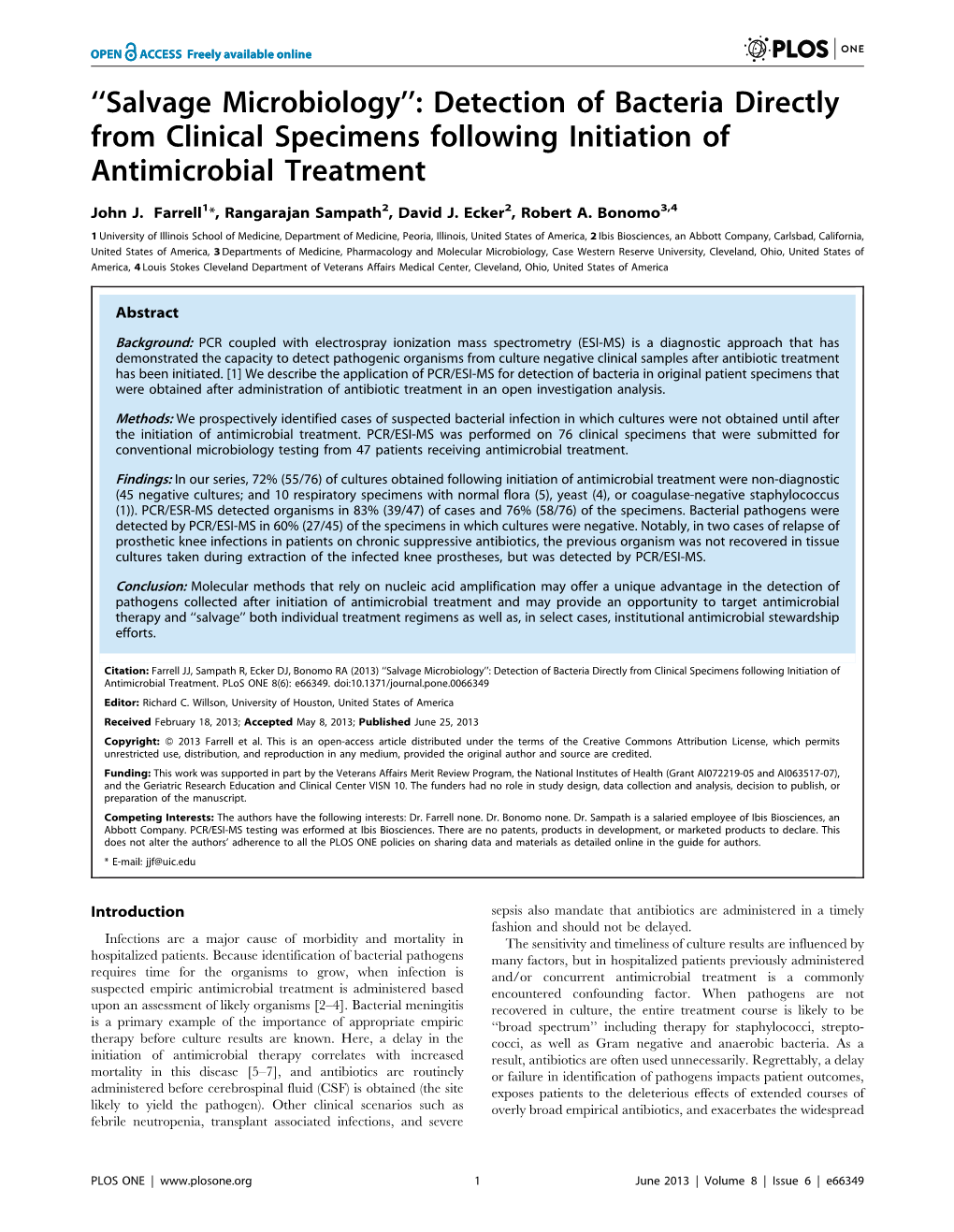 ''Salvage Microbiology'': Detection of Bacteria Directly from Clinical