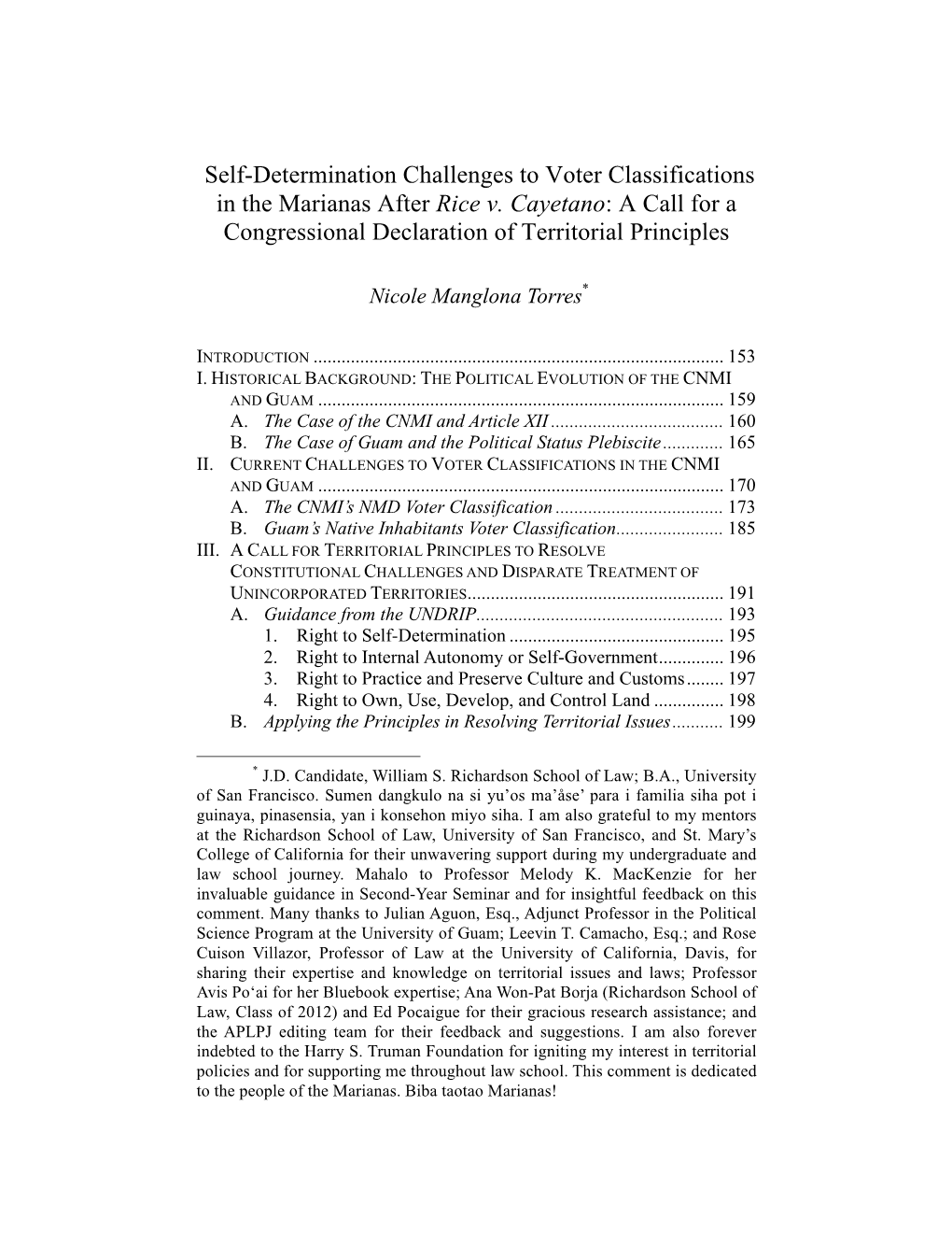 Self-Determination Challenges to Voter Classifications in the Marianas After Rice V