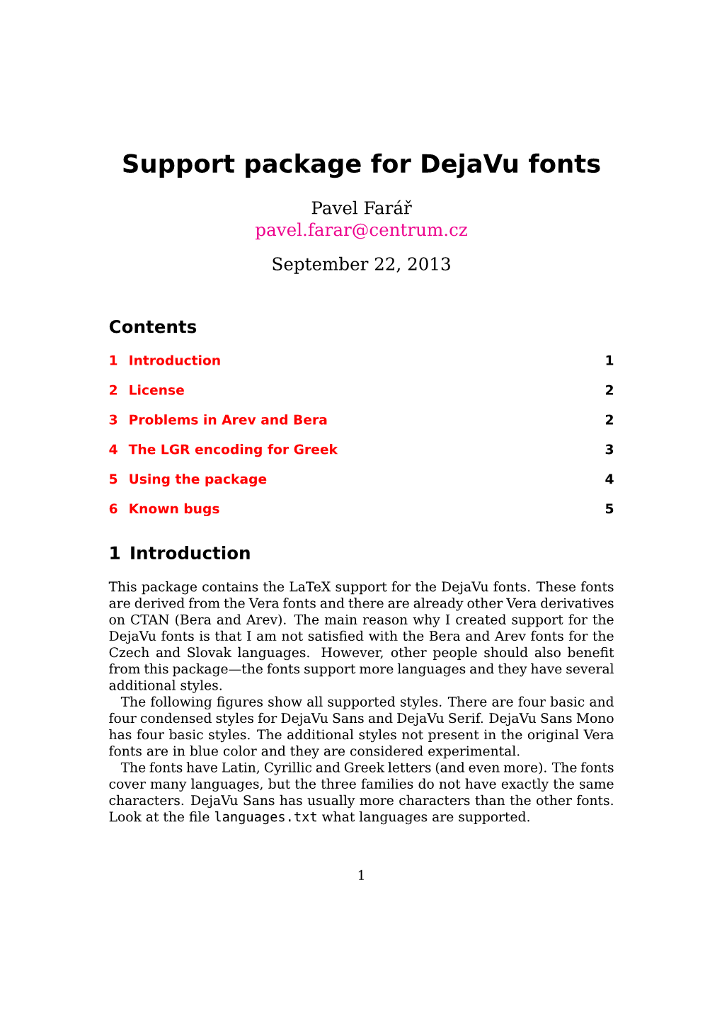 Support Package for Dejavu Fonts