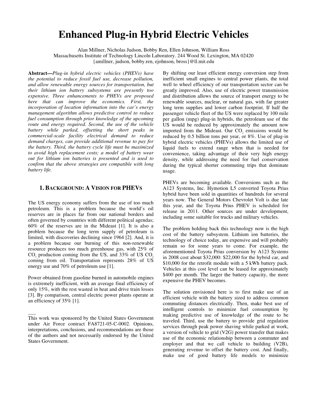 Enhanced Plug-In Hybrid Electric Vehicles