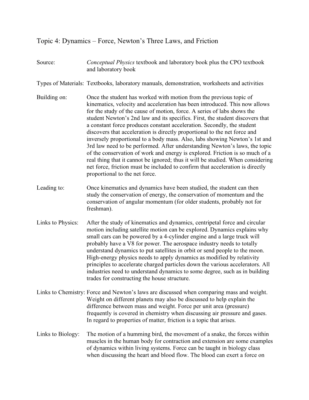 Topic 4: Dynamics – Force, Newton's Three Laws, and Friction