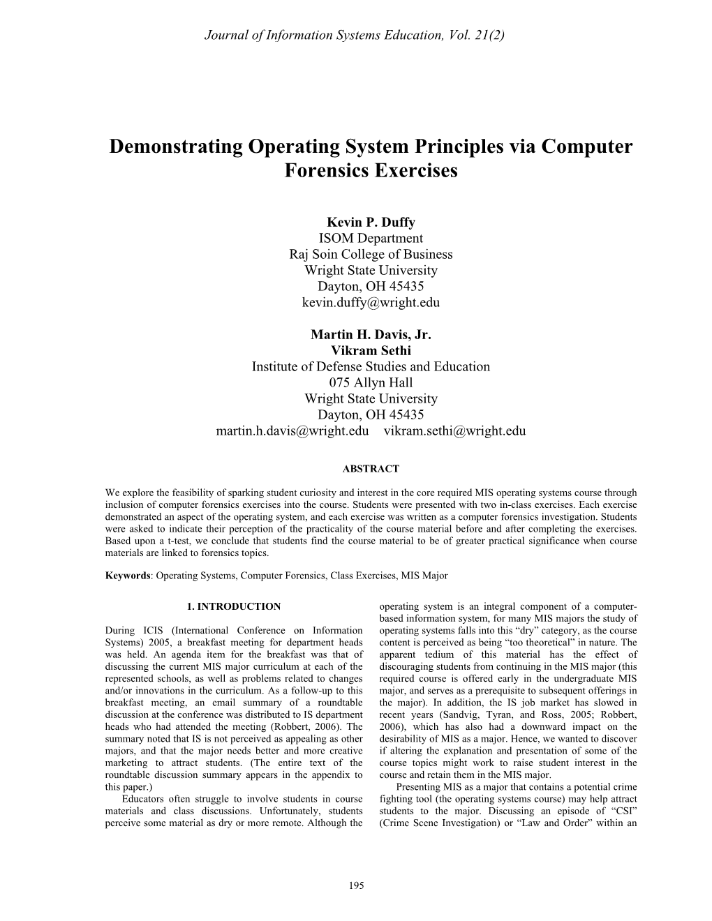 Demonstrating Operating System Principles Via Computer Forensics Exercises