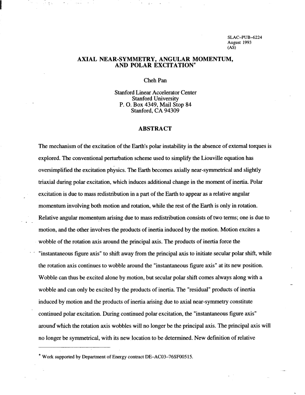 Axial Near-Symmetry, Angular Momentum, and Polar Excitation*