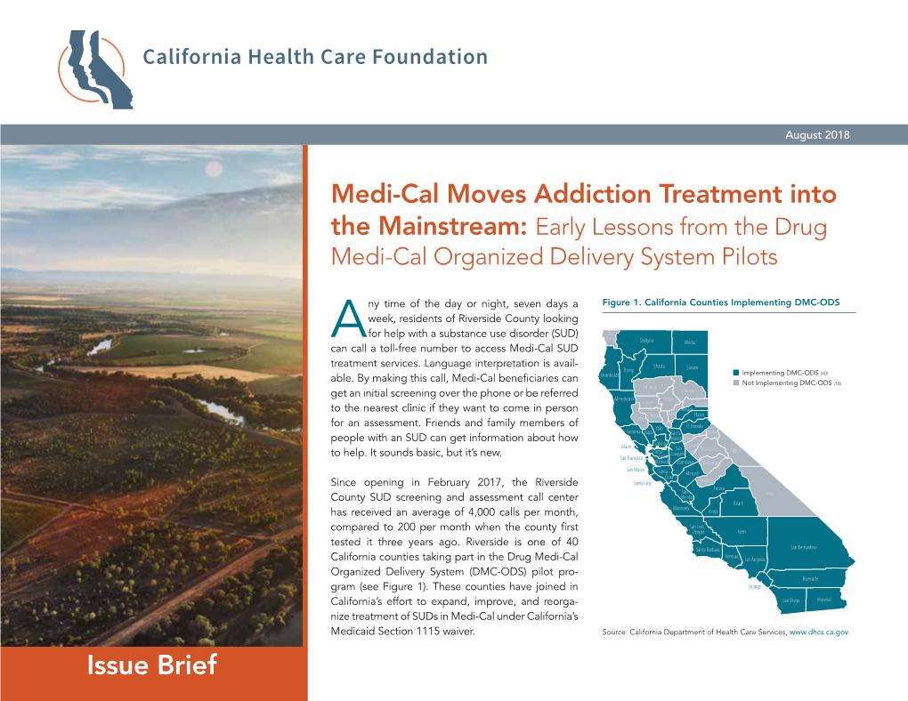 Medi-Cal Moves Addiction Treatment Into the Mainstream: Early Lessons from the Drug Medi-Cal Organized Delivery System Pilots