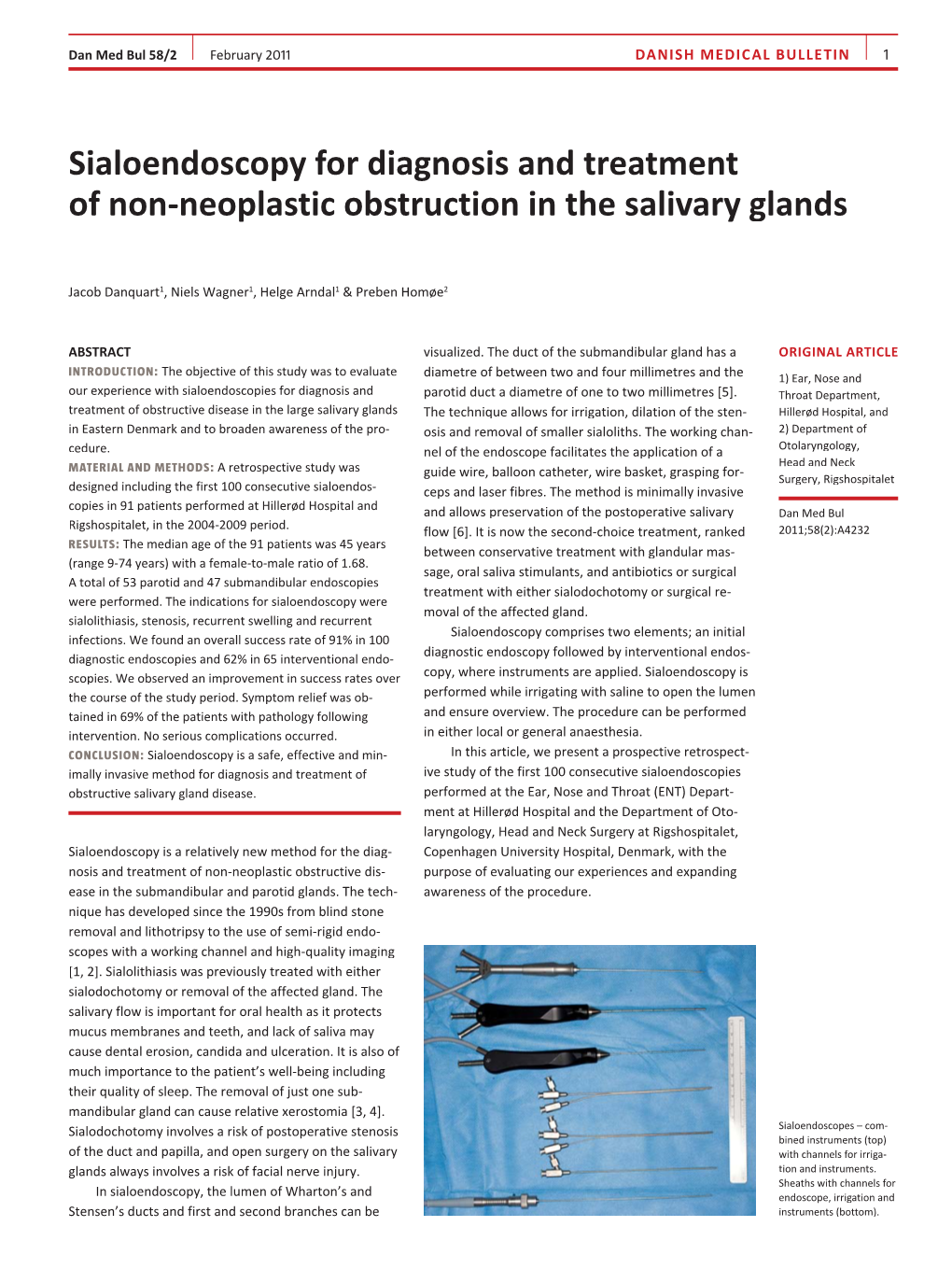 Sialoendoscopy for Diagnosis and Treatment of Non-Neoplastic Obstruction in the Salivary Glands