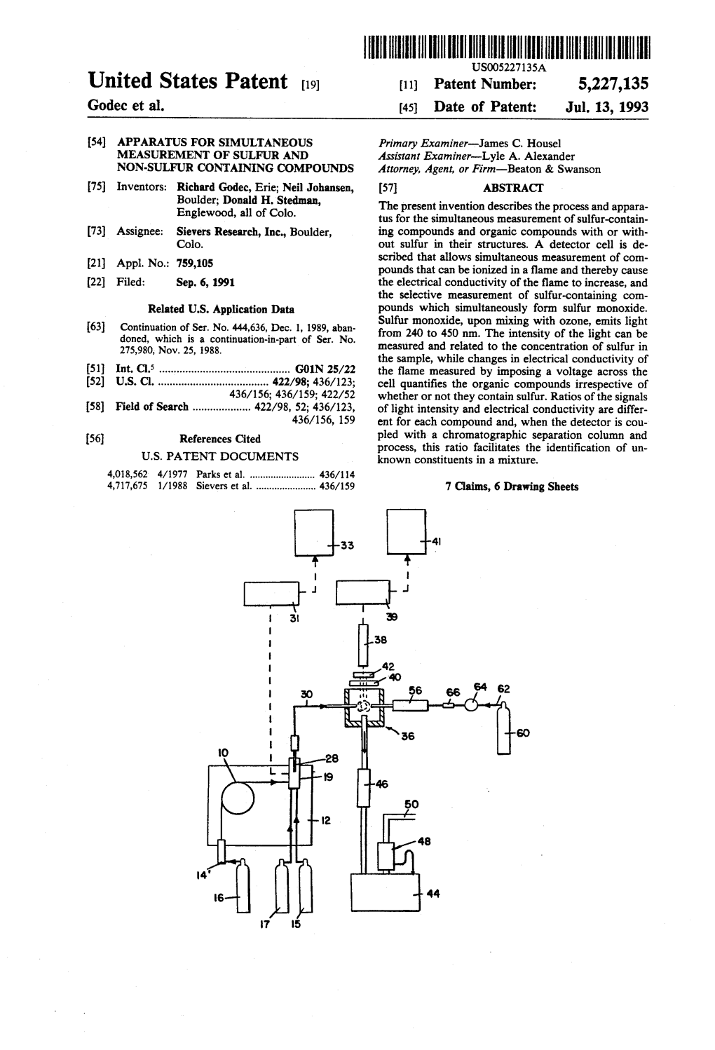 |H||||IIIHHHHHIIII USOO5227135A United States Patent (19) 11 Patent Number: 5,227,135 Godec Et Al