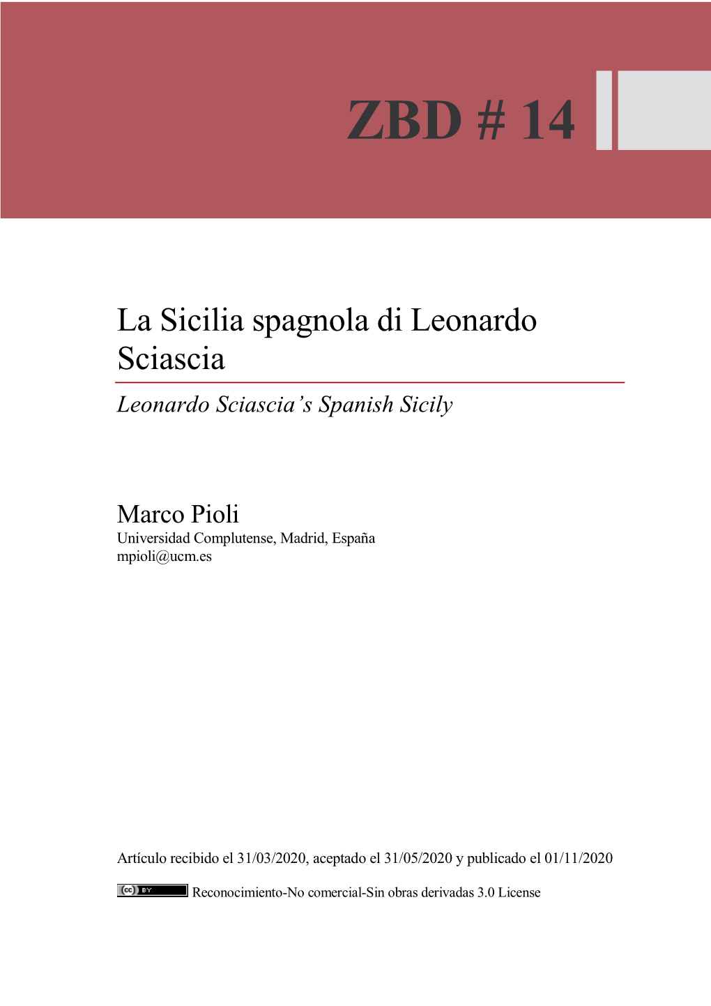 La Sicilia Spagnola Di Leonardo Sciascia Leonardo Sciascia’S Spanish Sicily