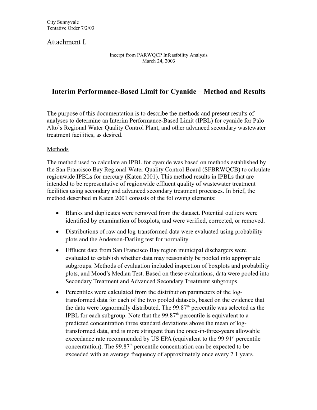 Interim Performance-Based Limit for Cyanide Method and Results