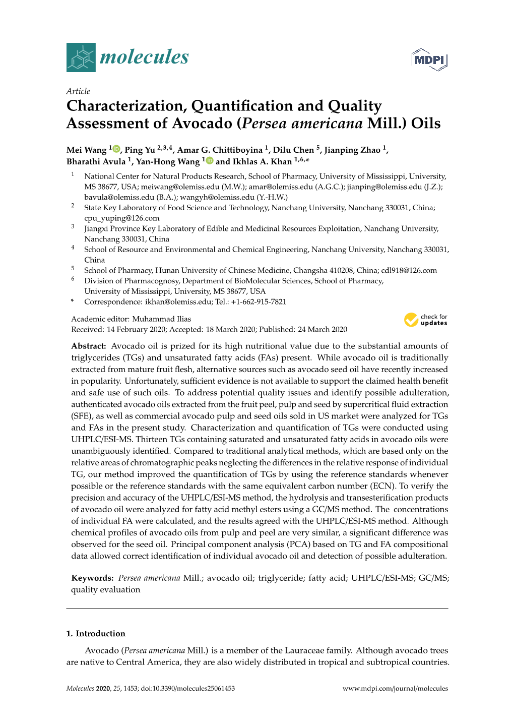 Characterization, Quantification and Quality Assessment Of