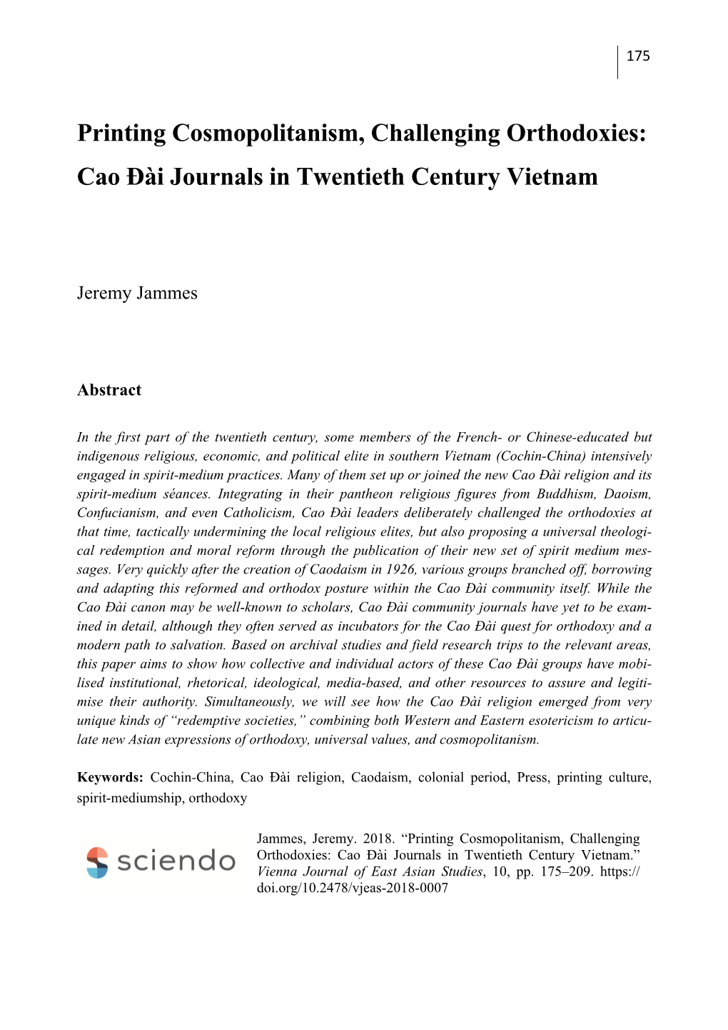 Cao Đài Journals in Twentieth Century Vietnam