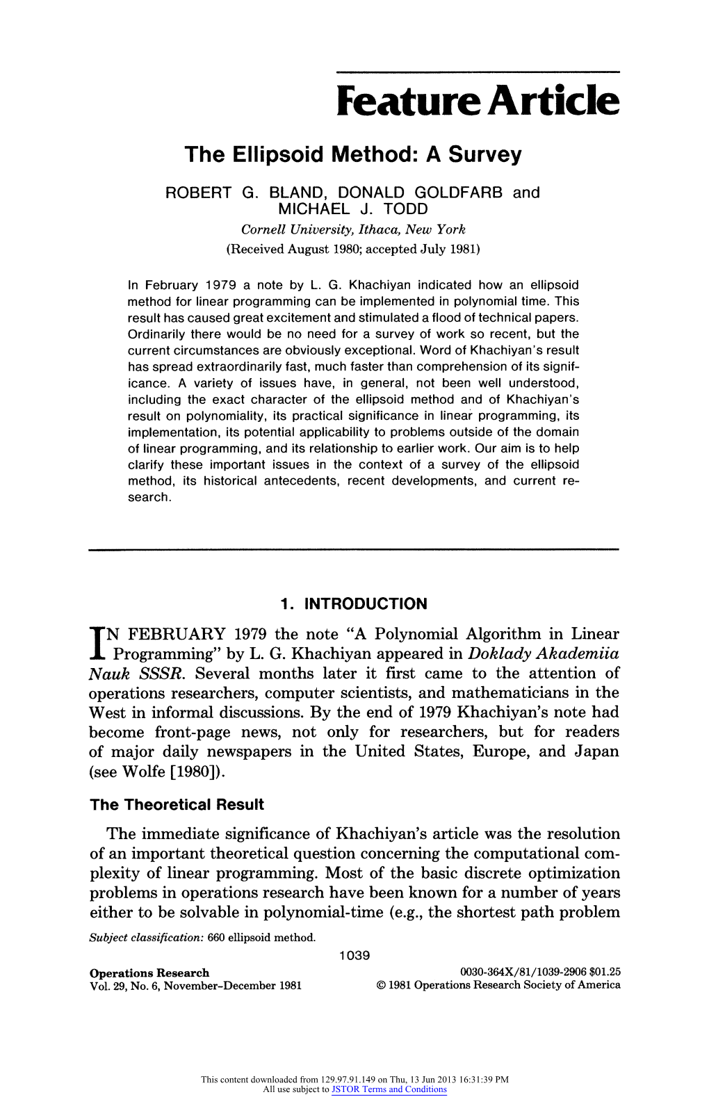 The Ellipsoid Method: a Survey