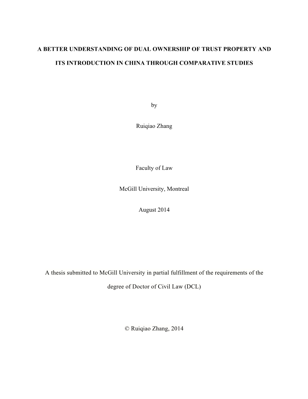 A Better Understanding of Dual Ownership of Trust Property And