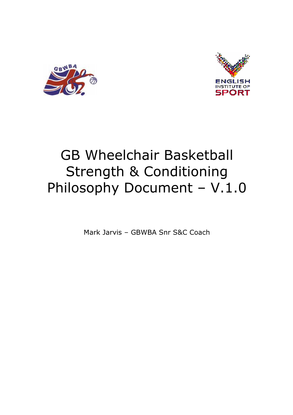 GB Wheelchair Basketball Strength & Conditioning Philosophy Document