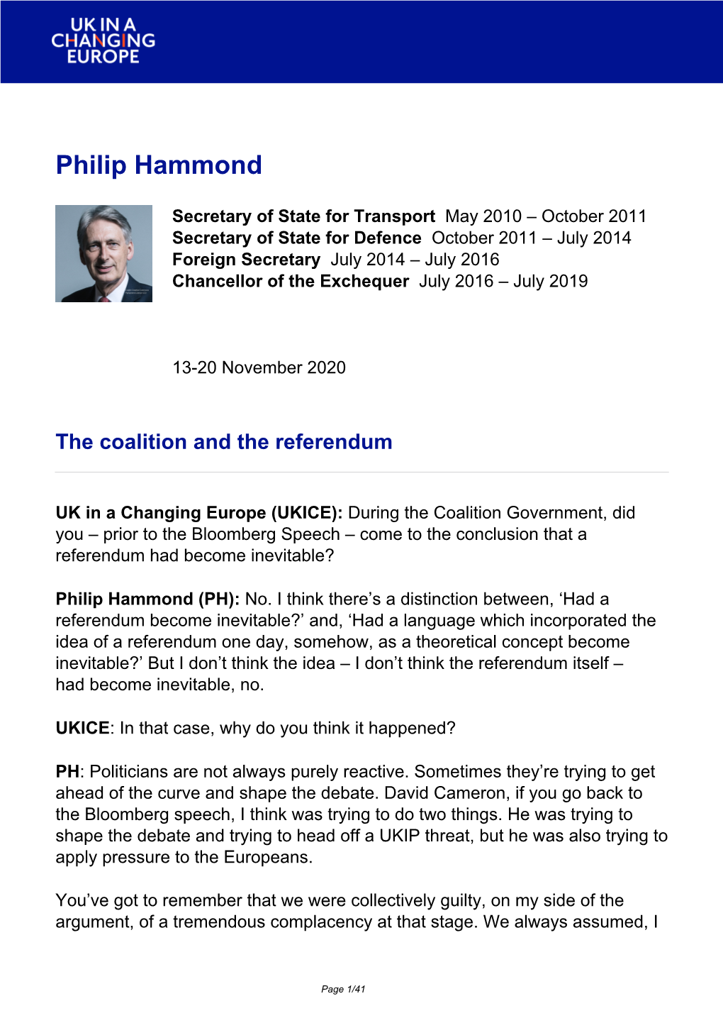 Brexit Interview: Philip Hammond