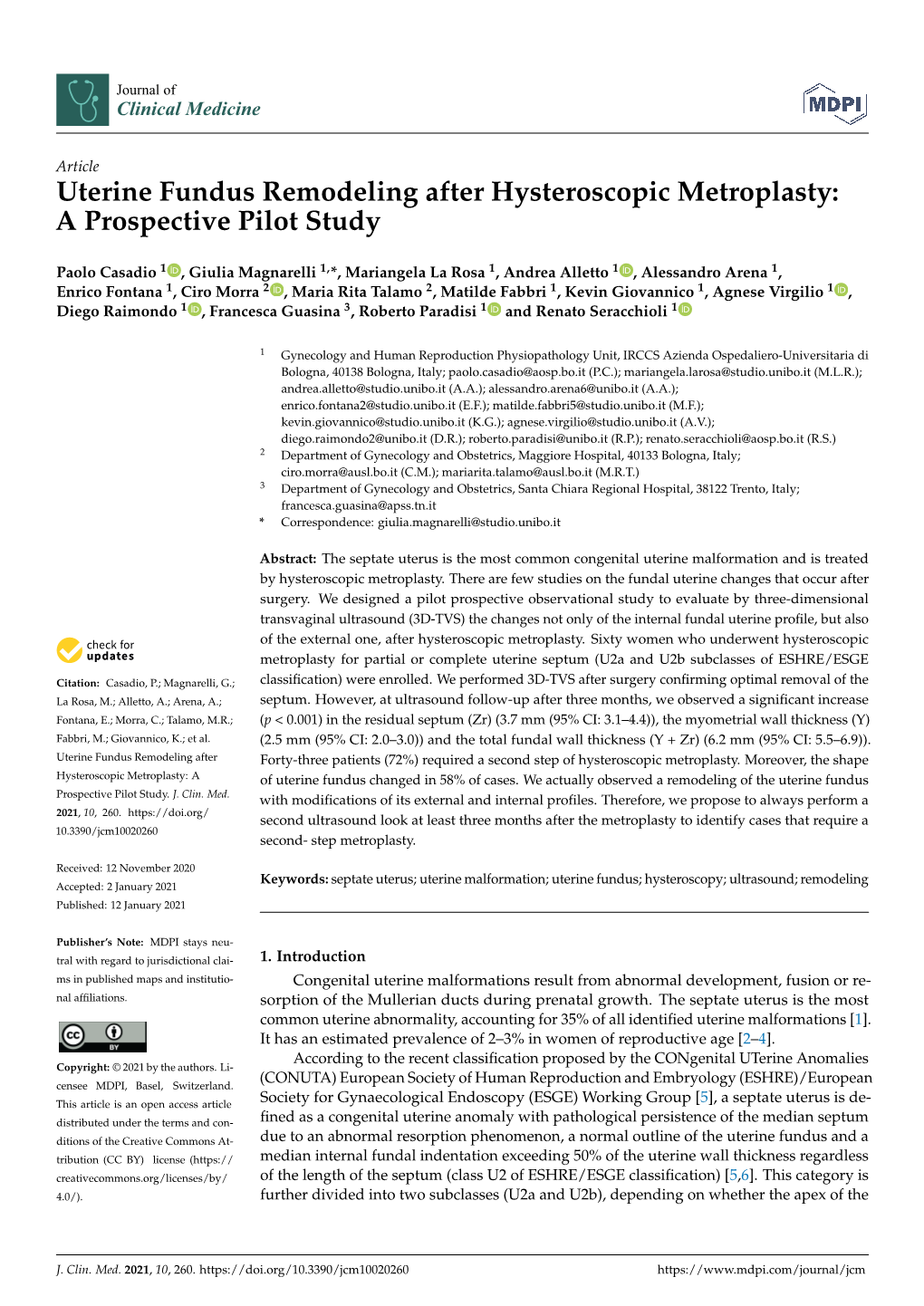 Uterine Fundus Remodeling After Hysteroscopic Metroplasty: a Prospective Pilot Study