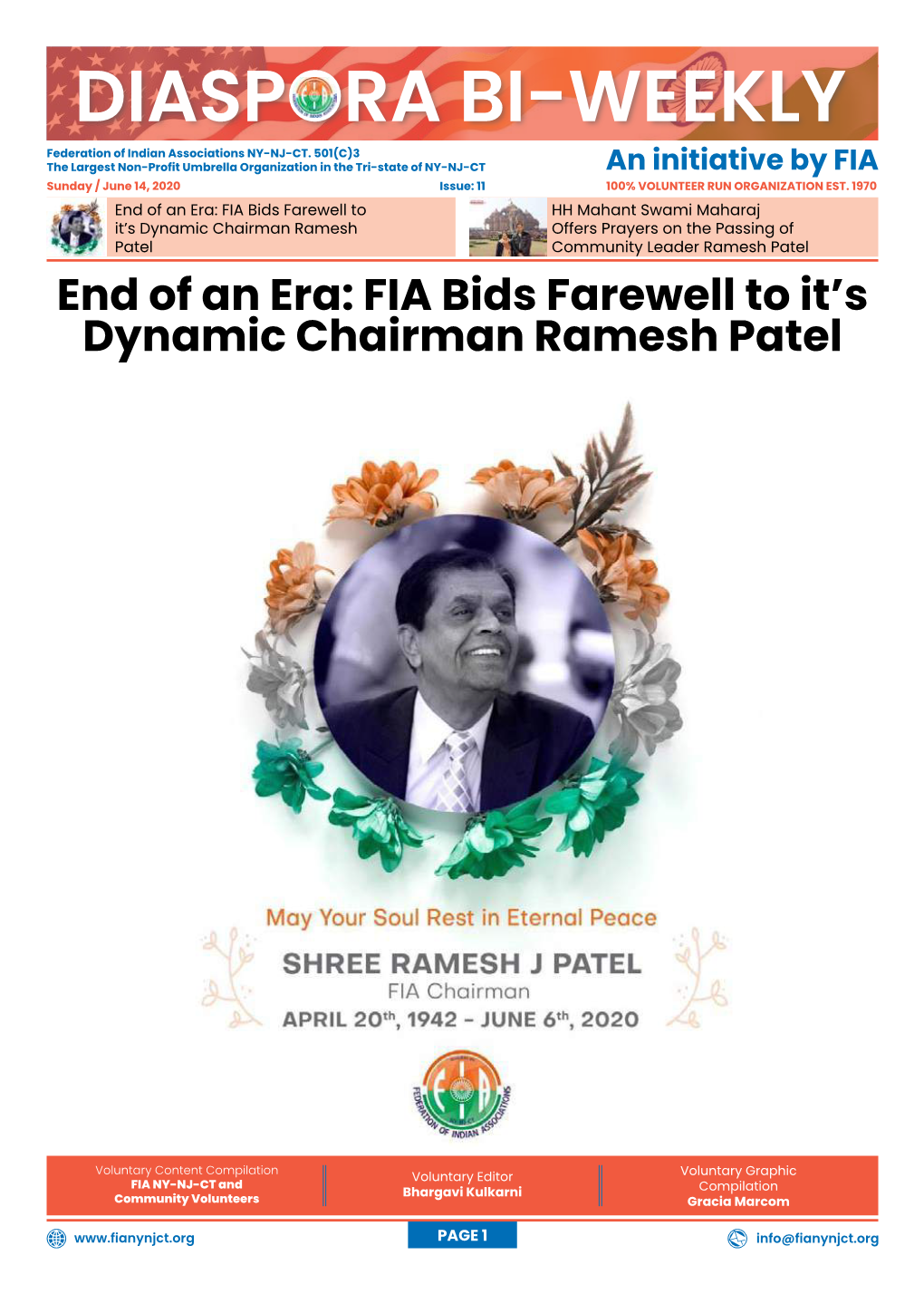 FIA Bids Farewell to It's Dynamic Chairman Ramesh Patel