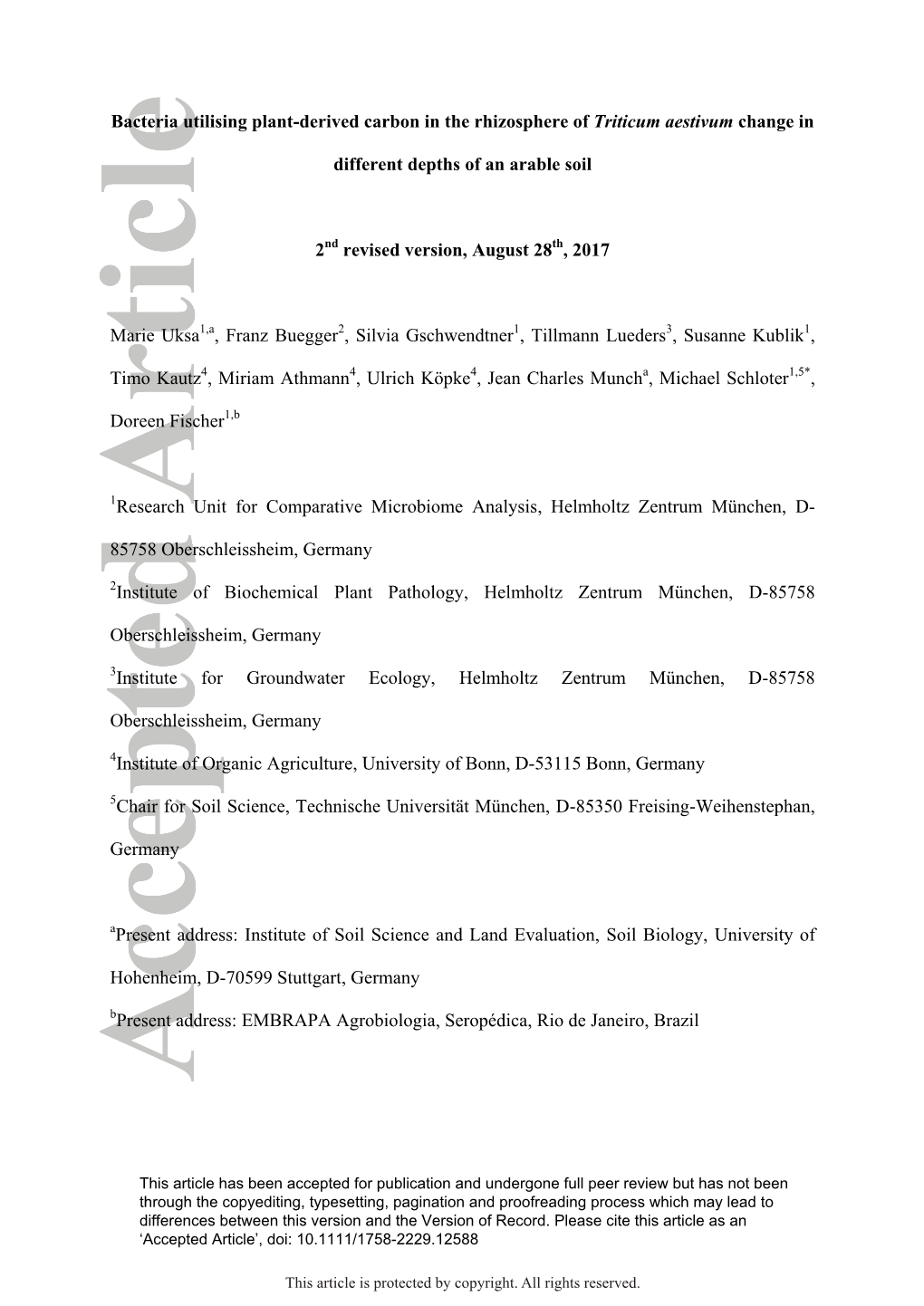 Bacteria Utilising Plant‐Derived Carbon in the Rhizosphere of Triticum