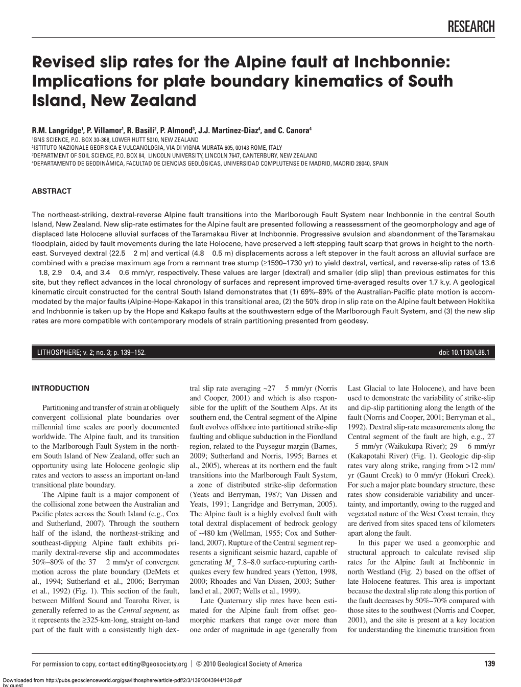 RESEARCH Revised Slip Rates for the Alpine Fault At