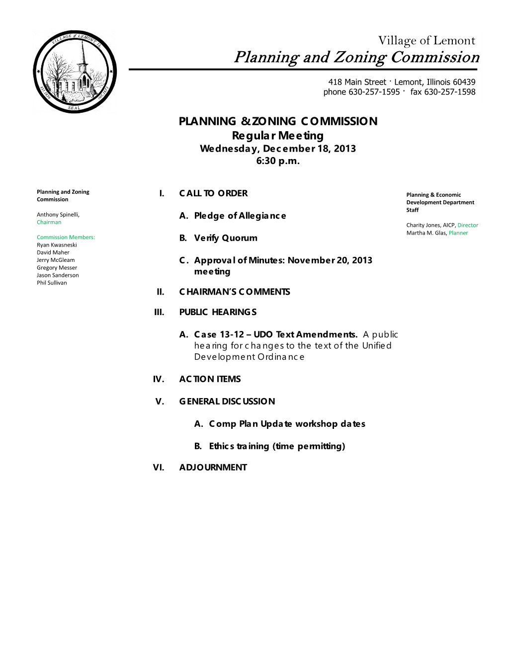 Planning and Zoning Commission