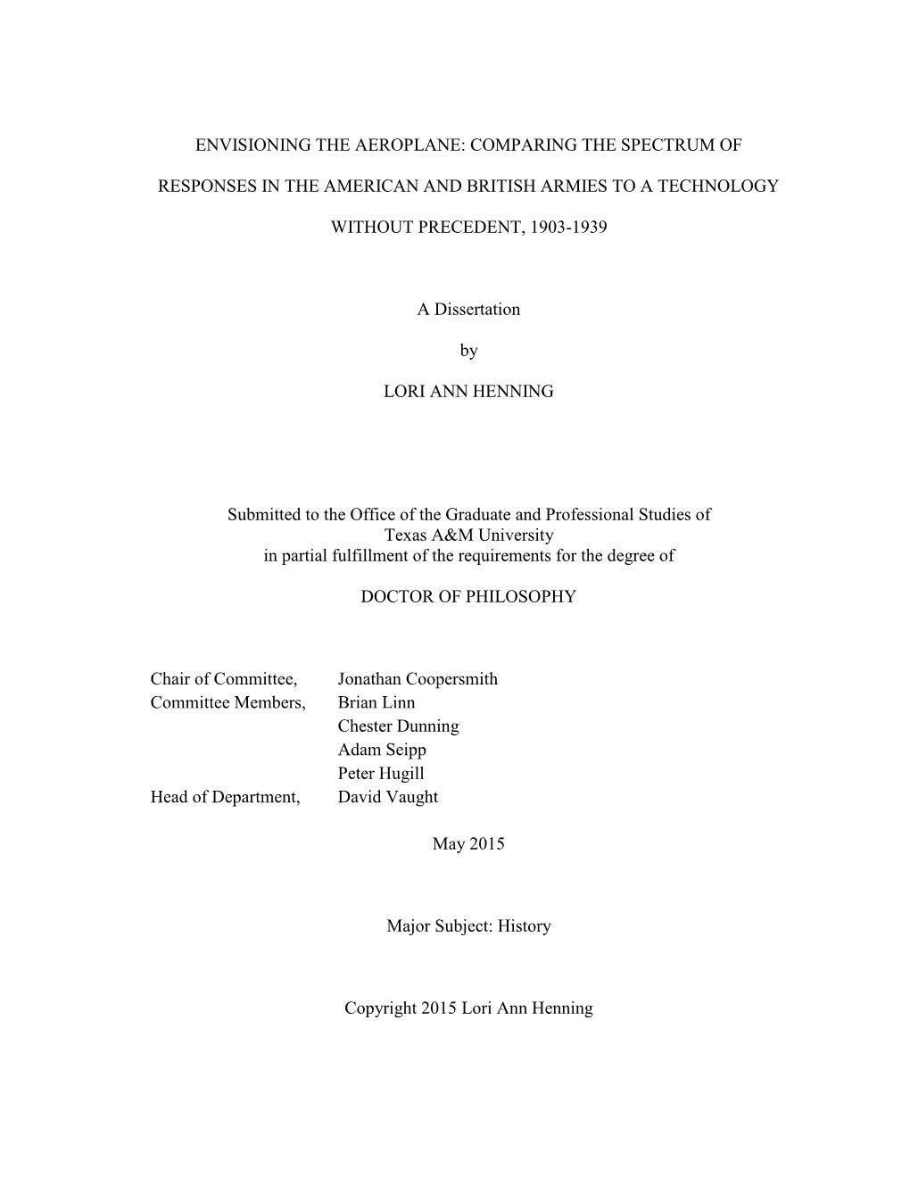 Envisioning the Aeroplane: Comparing the Spectrum Of