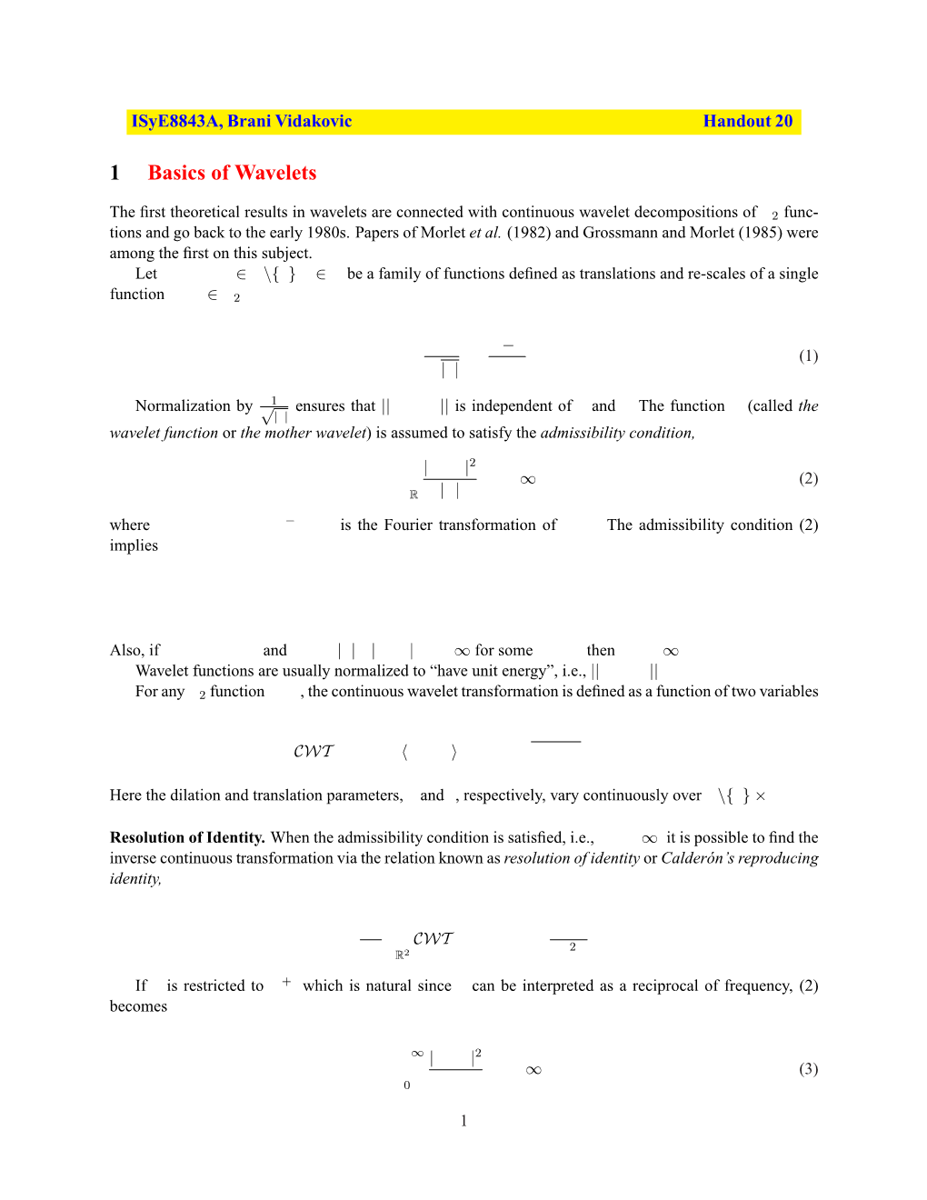 1 Basics of Wavelets