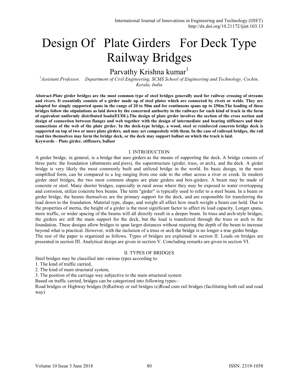 Design of Plate Girders for Deck Type Railway Bridges